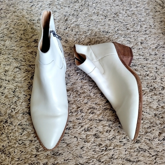 Madewell Charley Leather Ankle Boot Vintage Canvas Ivory white K5308 sz 7,5 - Picture 2 of 7